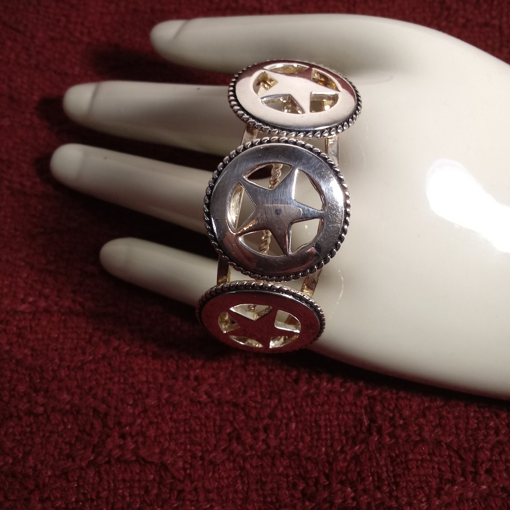 Silver Plated Three Star Bangle Bracelet